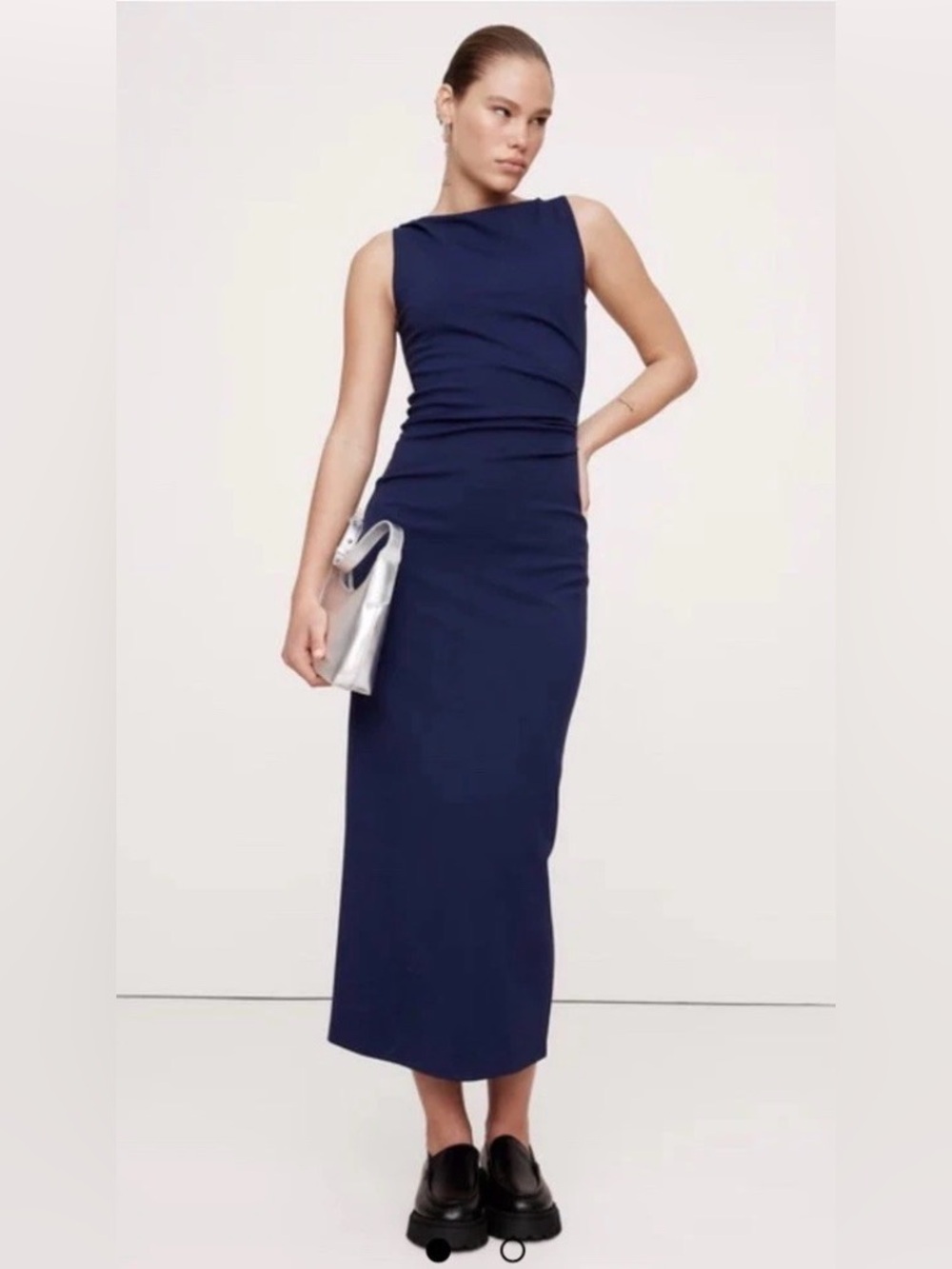 NWT Banana Republic Lightweight Ponte Maxi Dress Icy Cove, Size S